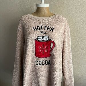 Cozy Cream Sweater with Red Mug Design